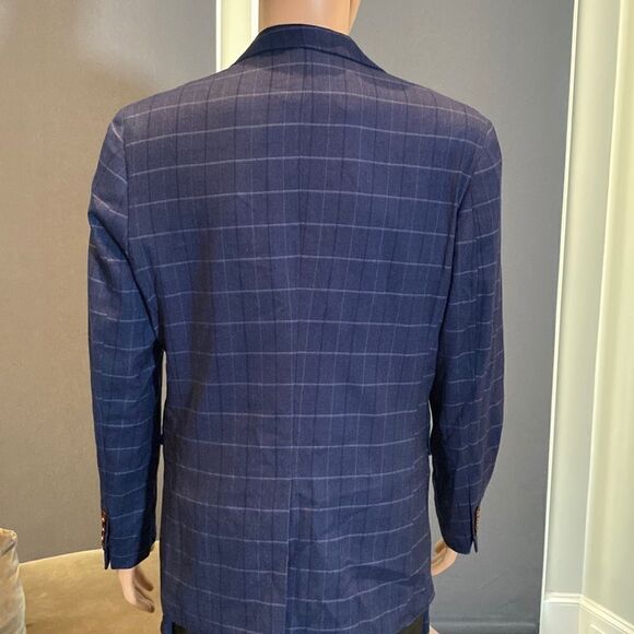 Men’s Mogu Blue Plaid 3 Piece Slim Fit Suit Jacket 40 Pants 36 NWT - Picture 5 of 14